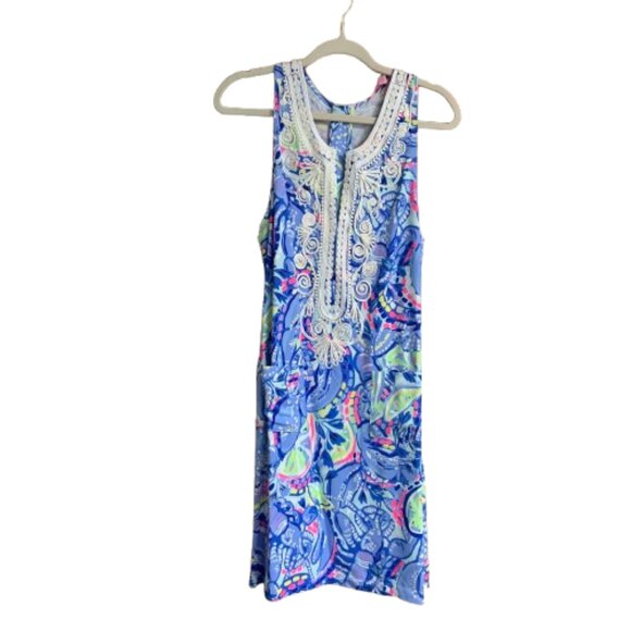 NWT Lilly Pulitzer Carlotta Blue Peri Pinch Pinch 6 Women's Stretch Shift Dress - Picture 2 of 16